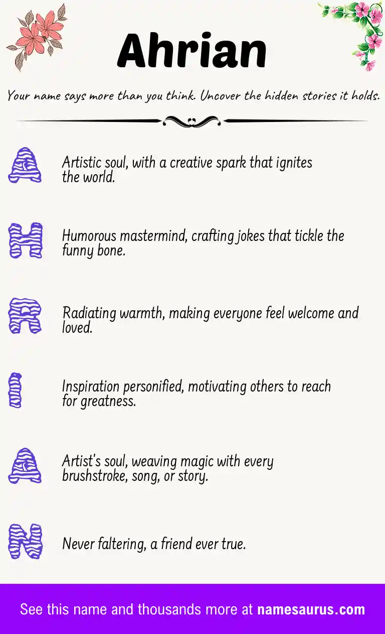 Acrostic poem about Ahrian.