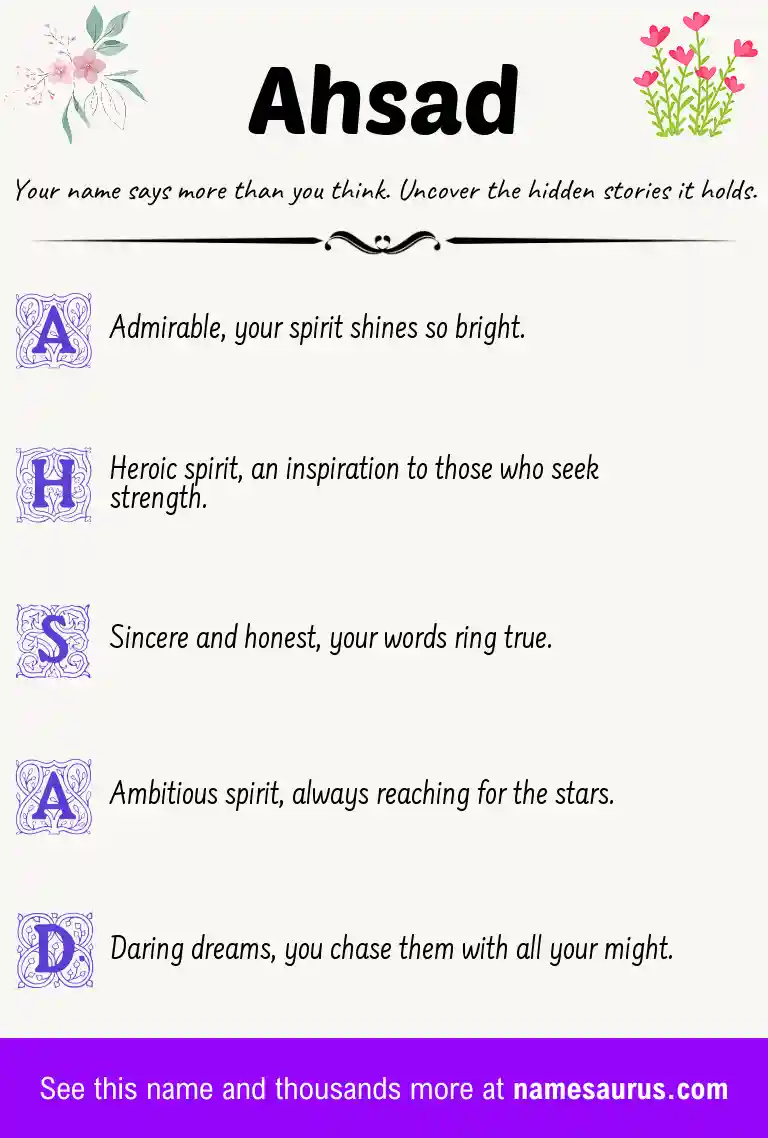 Acrostic poem about Ahsad.