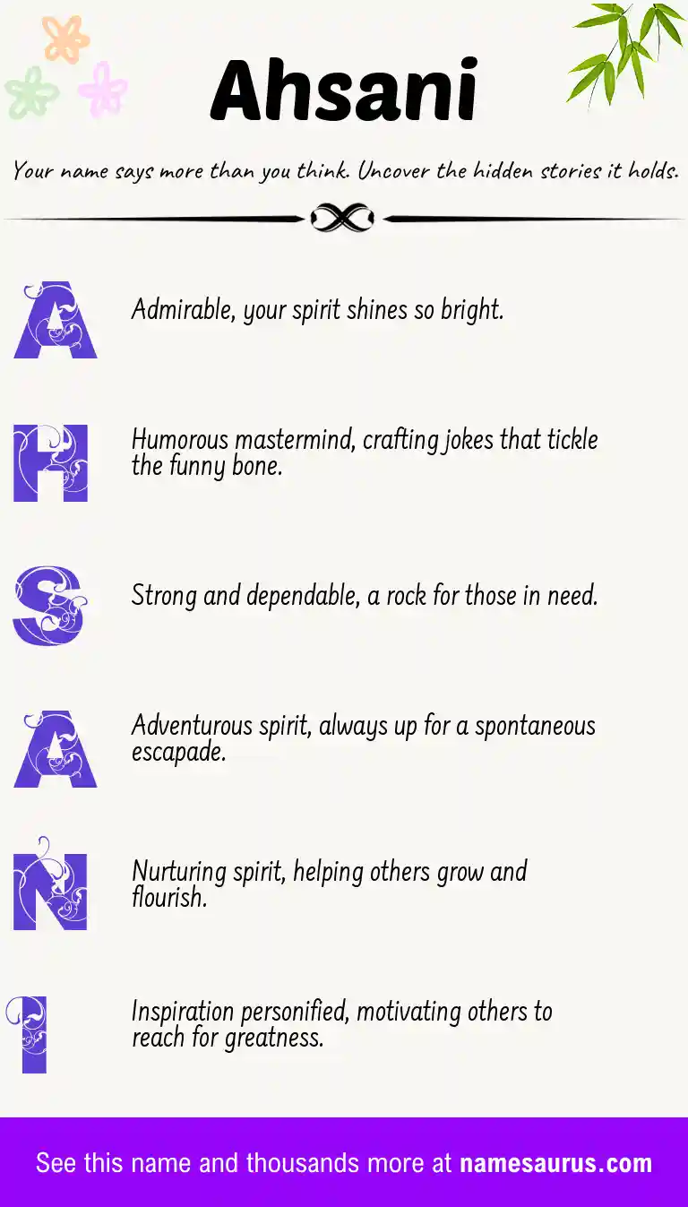Acrostic poem about Ahsani.