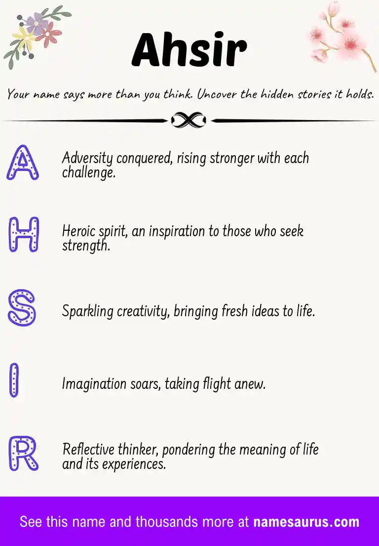 Acrostic poem about Ahsir.