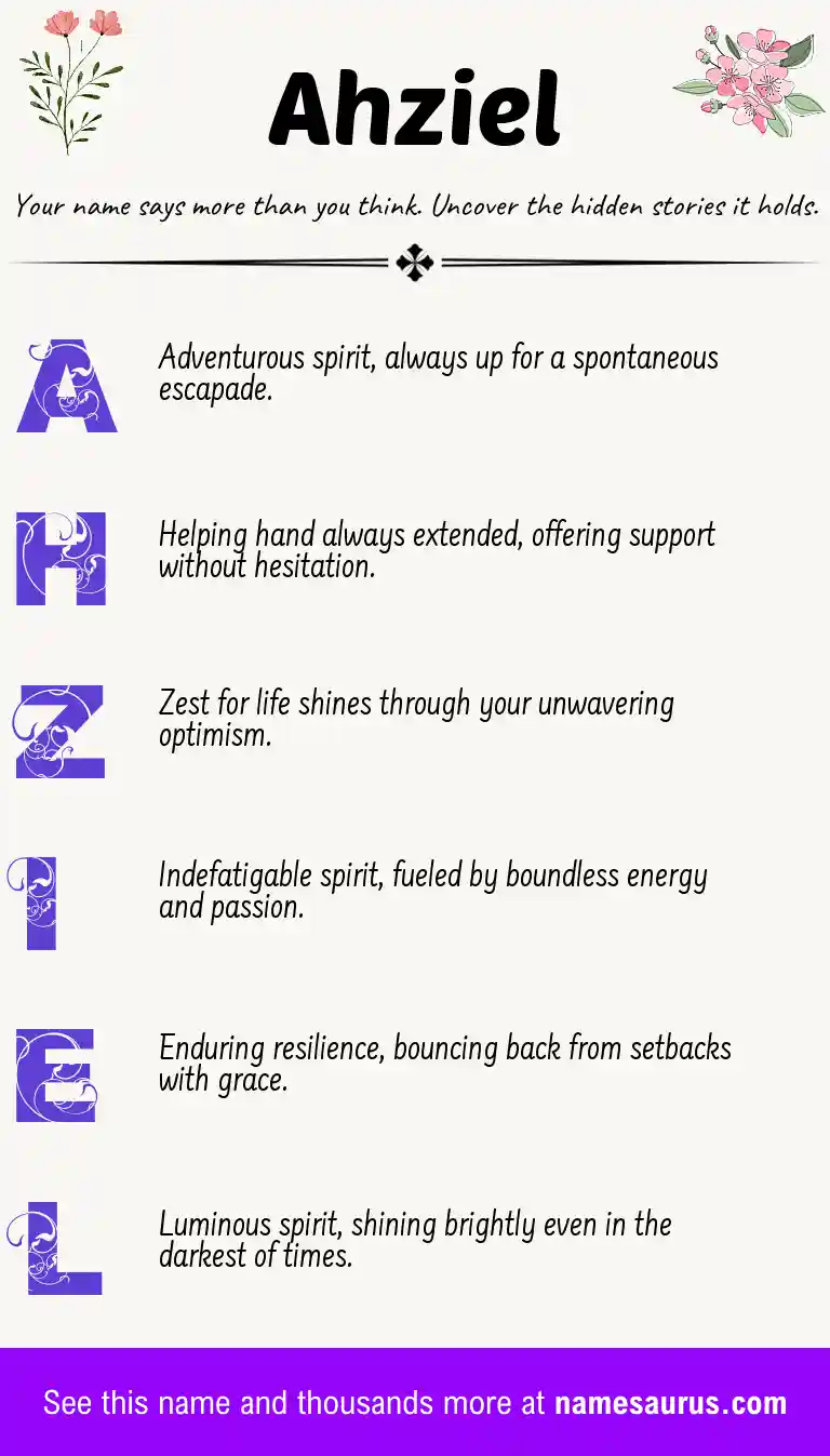 Acrostic poem about Ahziel.