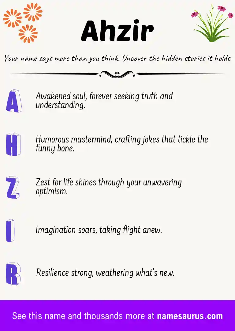 Acrostic poem about Ahzir.