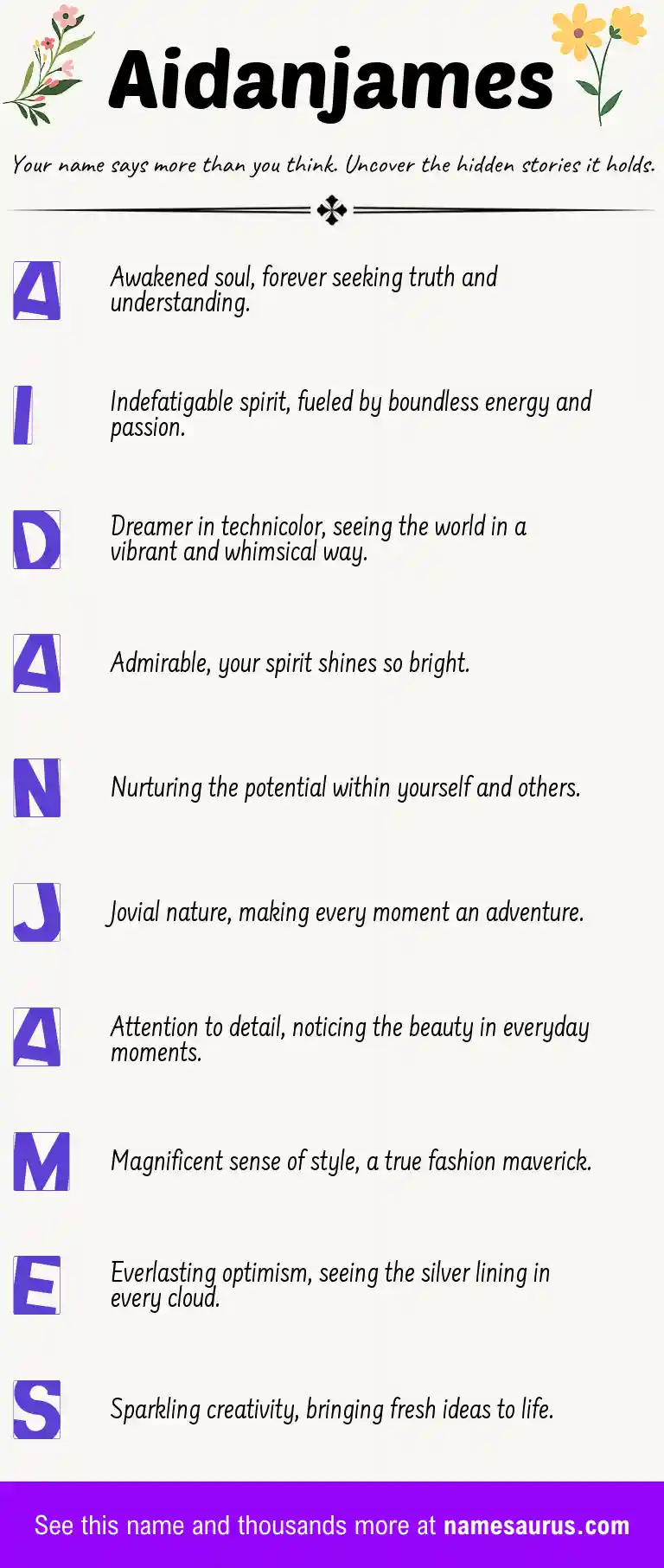 Acrostic poem about Aidanjames.