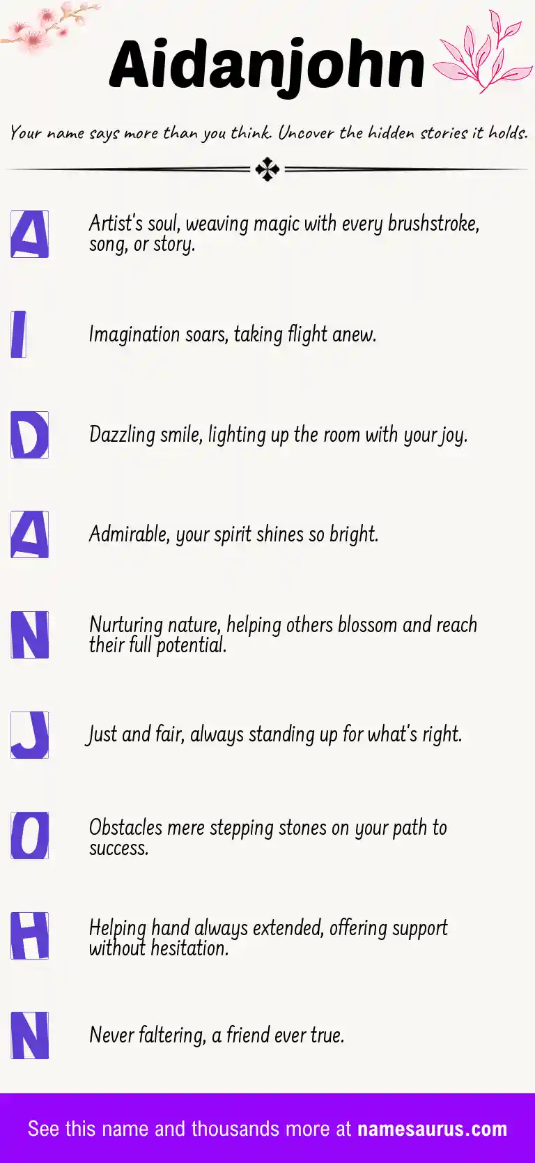 Acrostic poem about Aidanjohn.