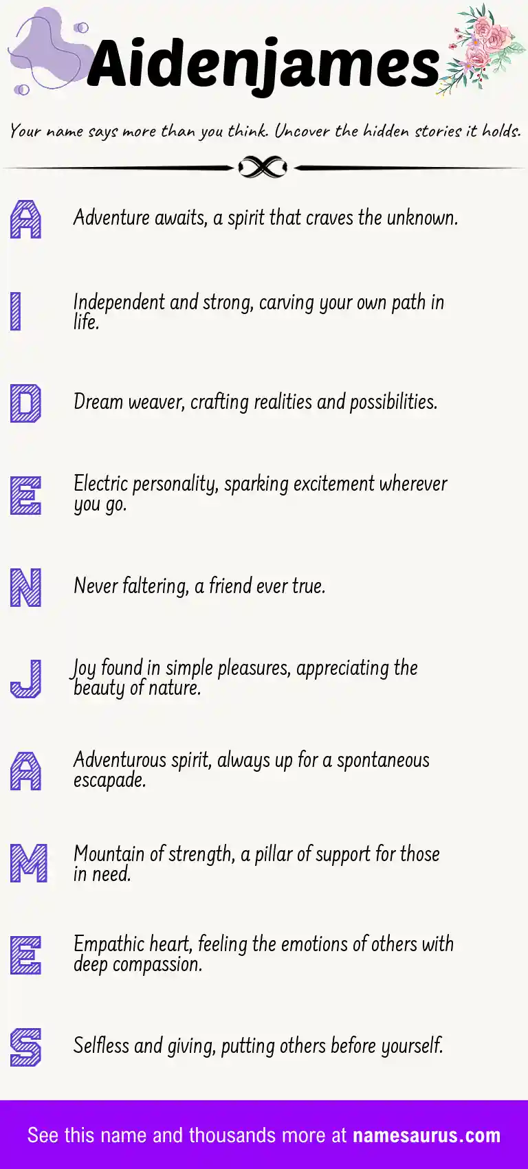 Acrostic poem about Aidenjames.