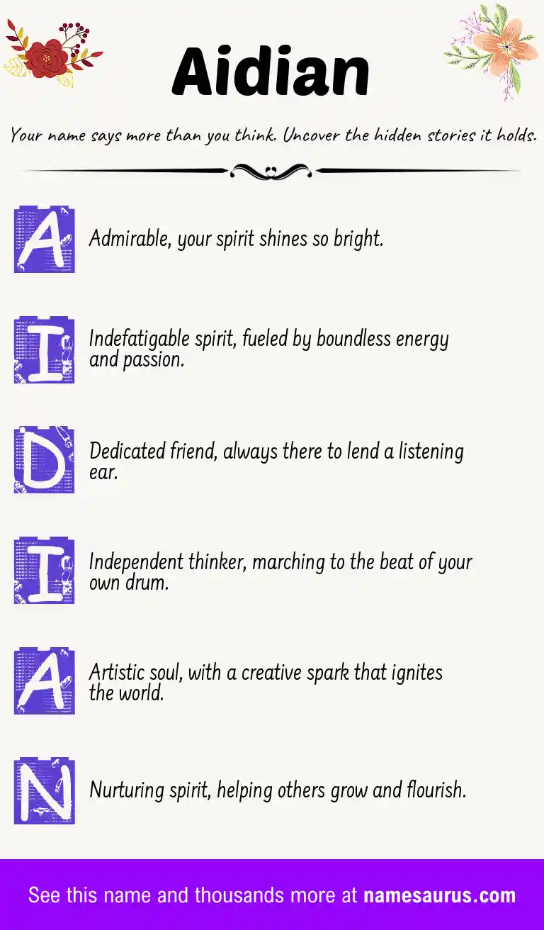 Acrostic poem about Aidian.