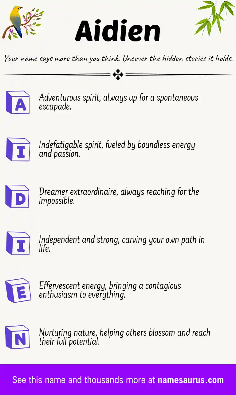Acrostic poem about Aidien.