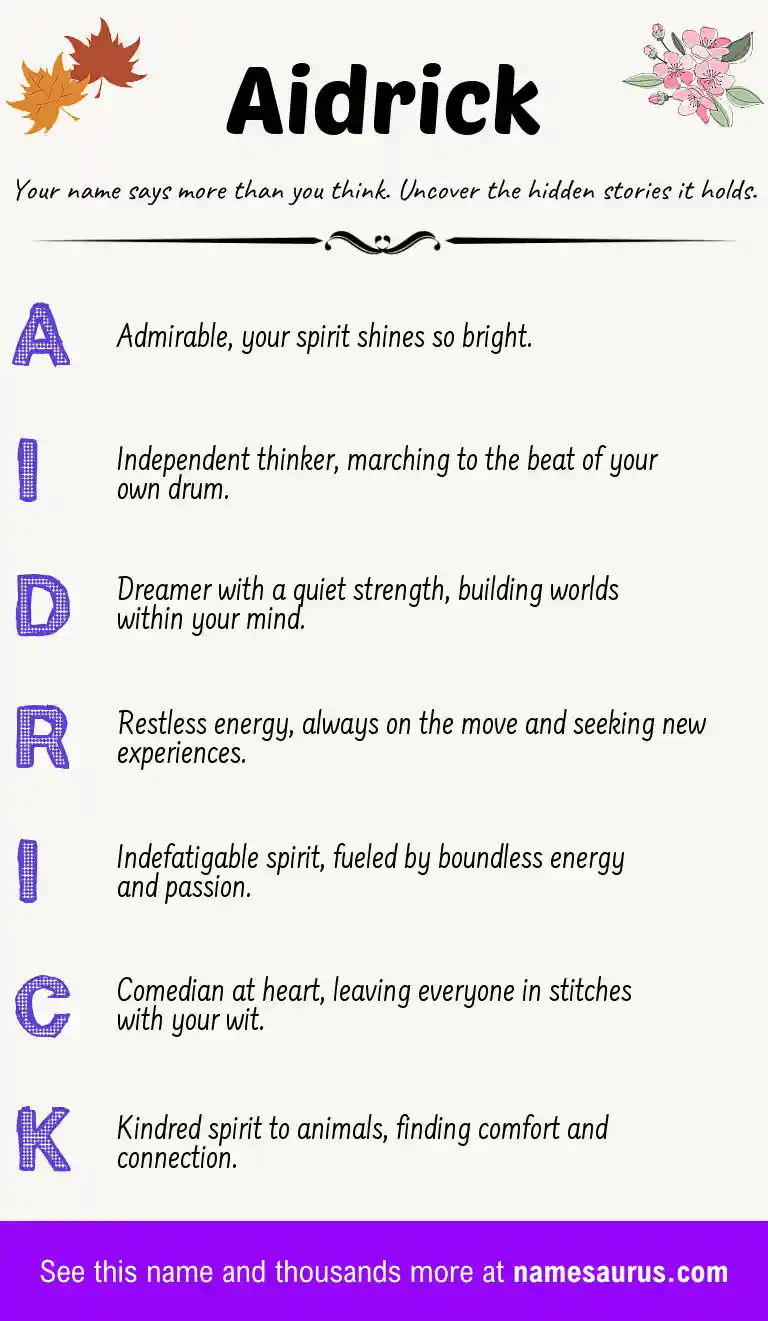 Acrostic poem about Aidrick.