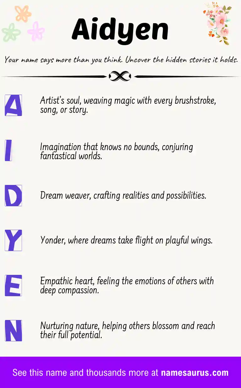 Acrostic poem about Aidyen.