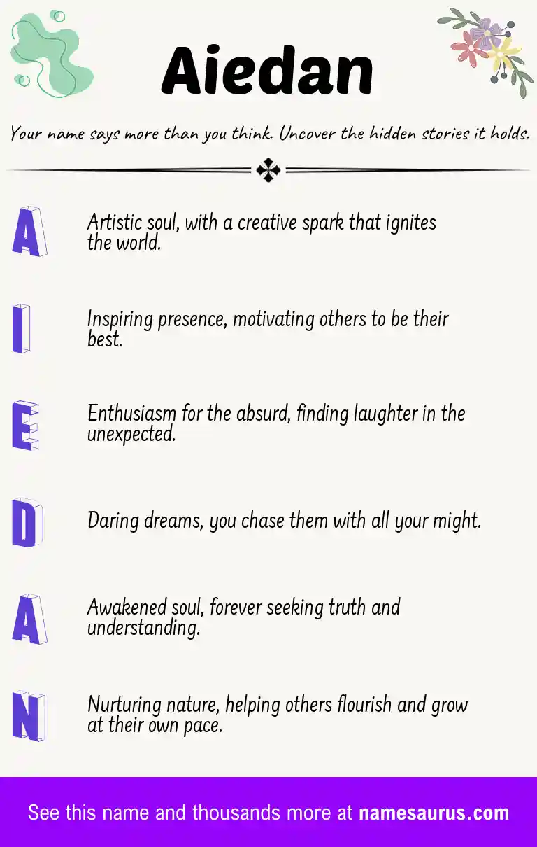 Acrostic poem about Aiedan.