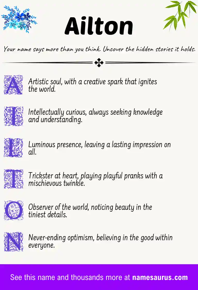 Acrostic poem about Ailton.