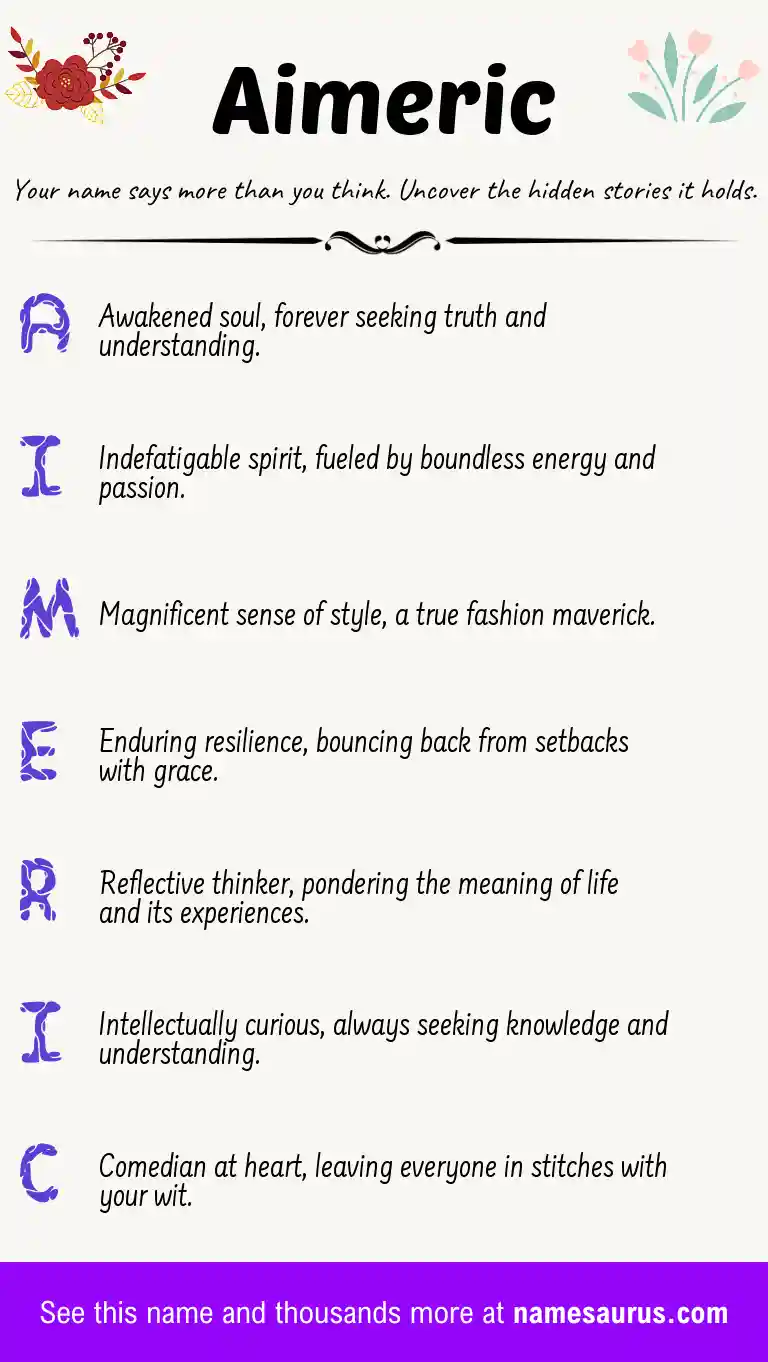 Acrostic poem about Aimeric.