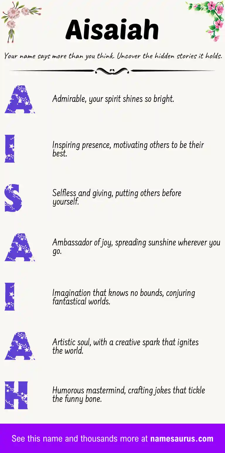 Acrostic poem about Aisaiah.