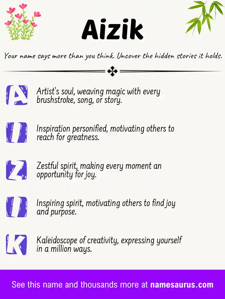 Acrostic poem about Aizik.