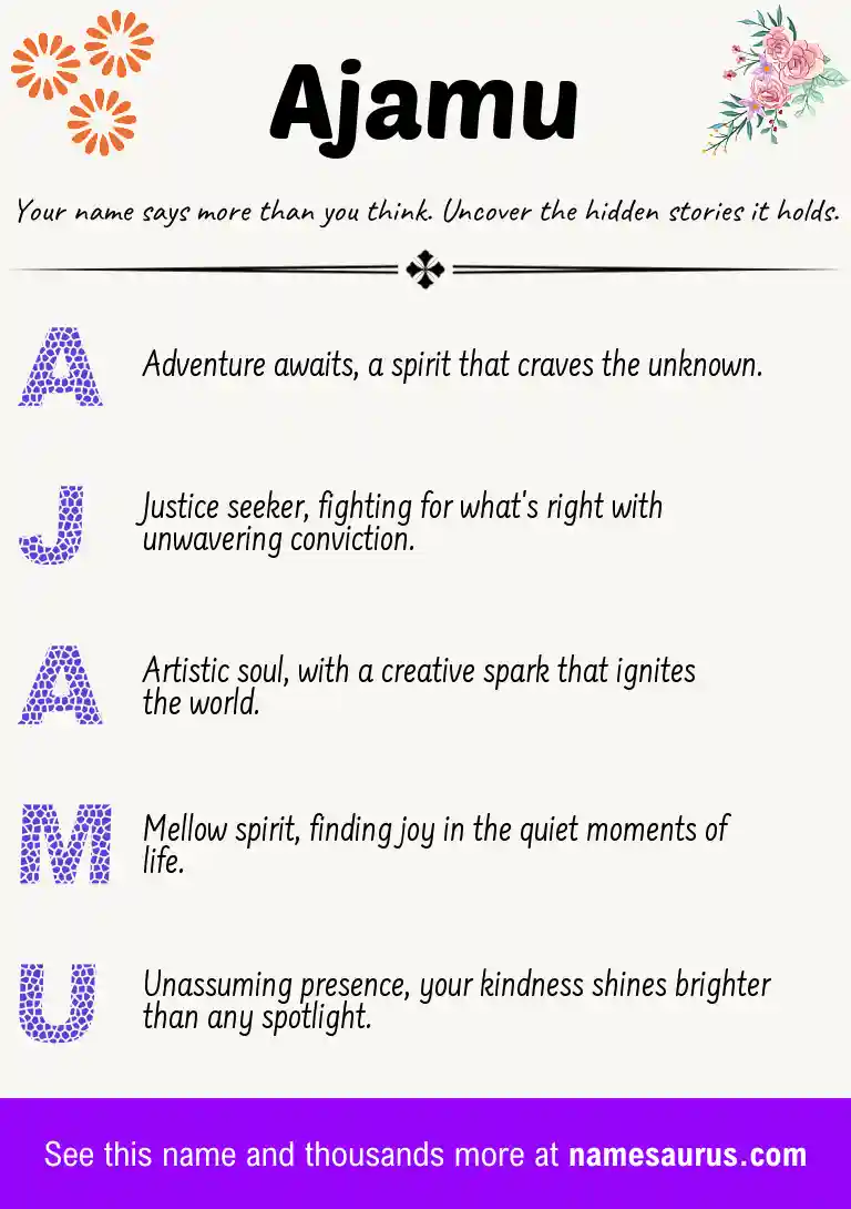 Acrostic poem about Ajamu.