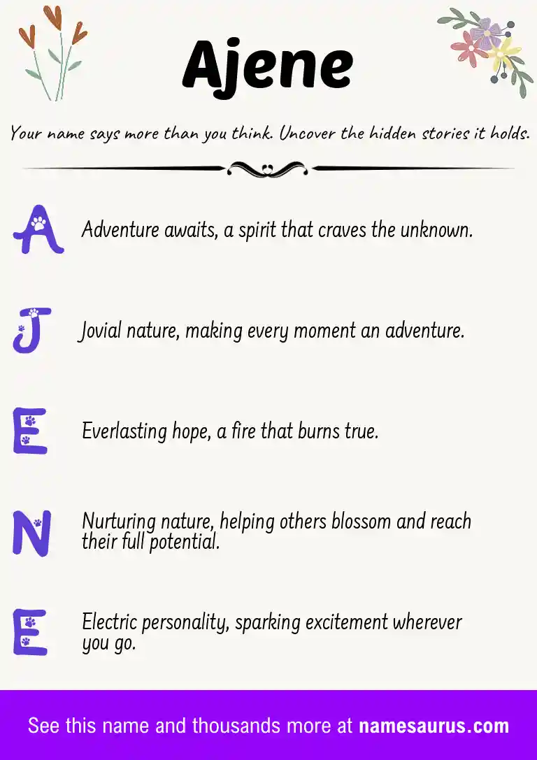 Acrostic poem about Ajene.