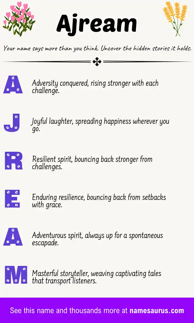 Acrostic poem about Ajream.