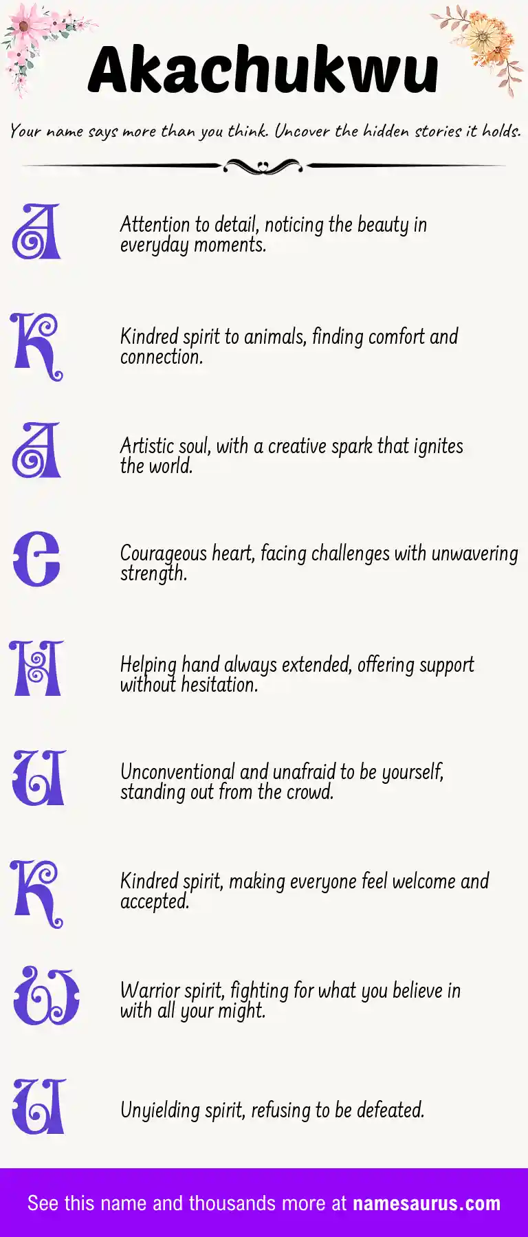 Acrostic poem about Akachukwu.