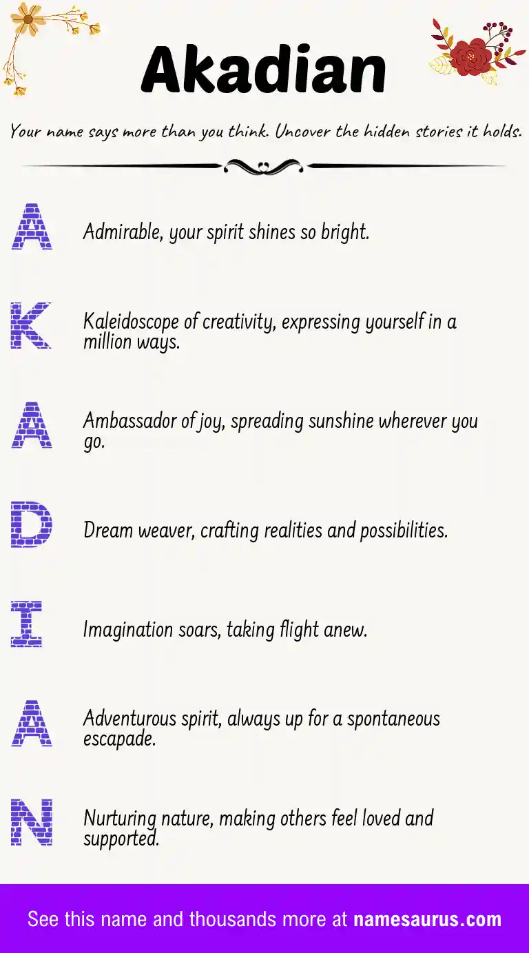 Acrostic poem about Akadian.
