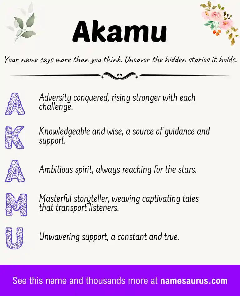 Acrostic poem about Akamu.