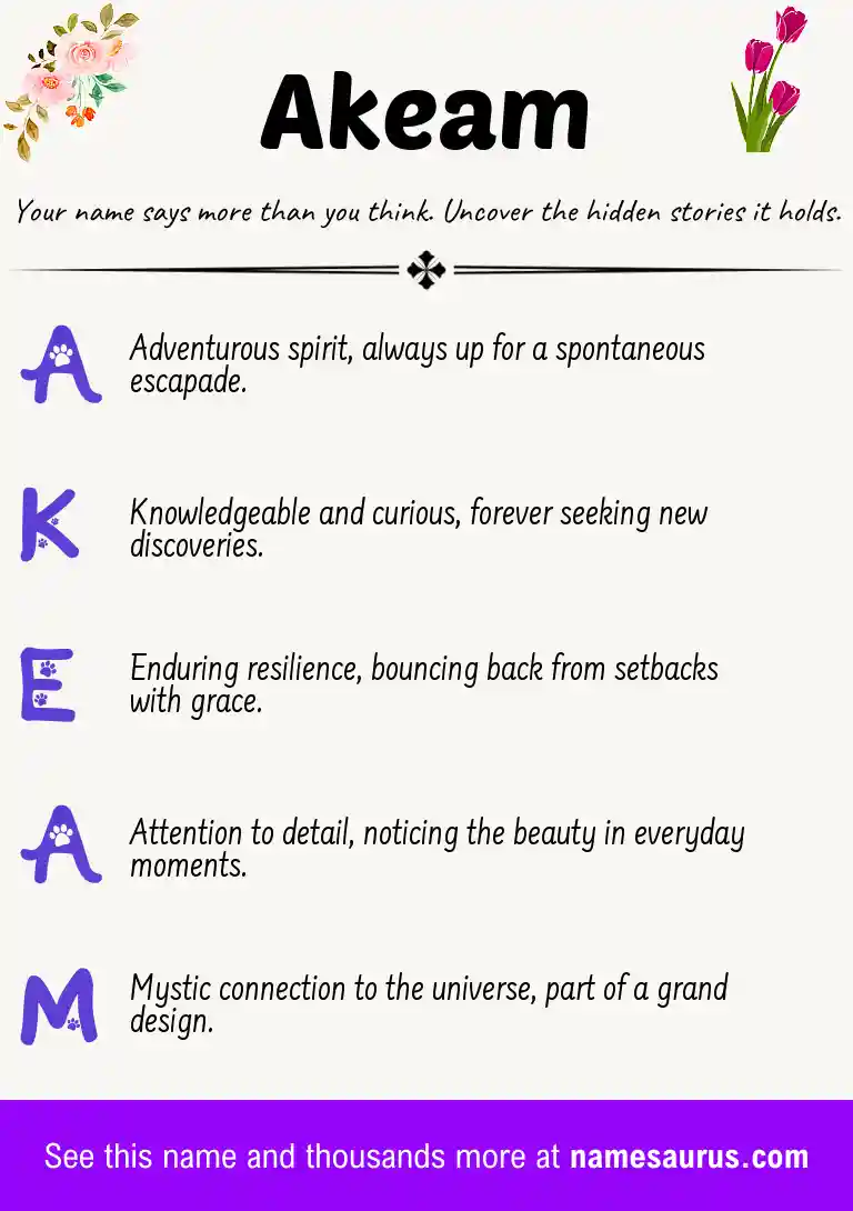 Acrostic poem about Akeam.