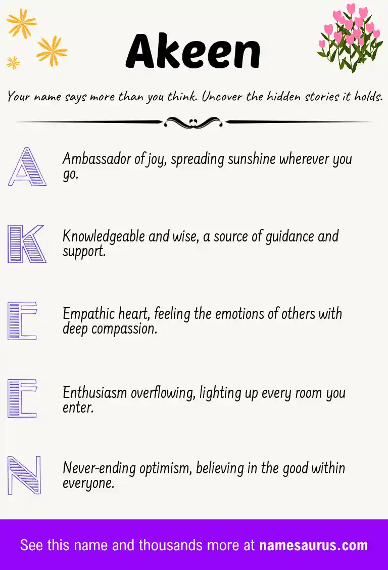 Acrostic poem about Akeen.