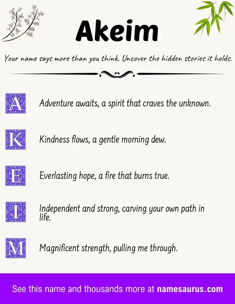 Acrostic poem about Akeim.