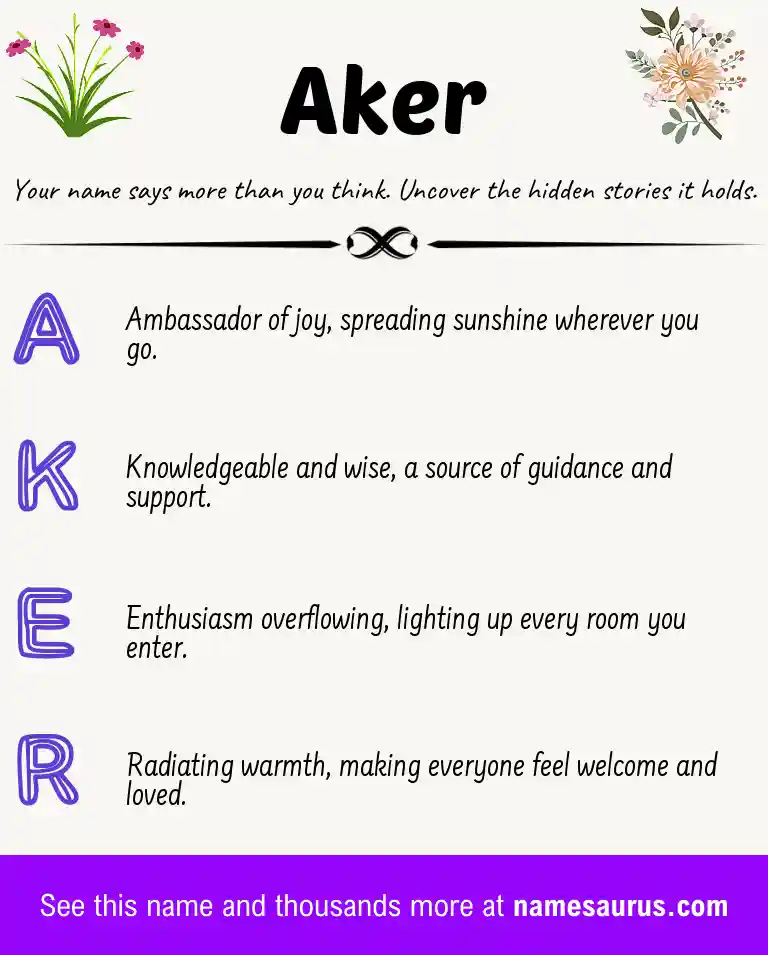 Acrostic poem about Aker.