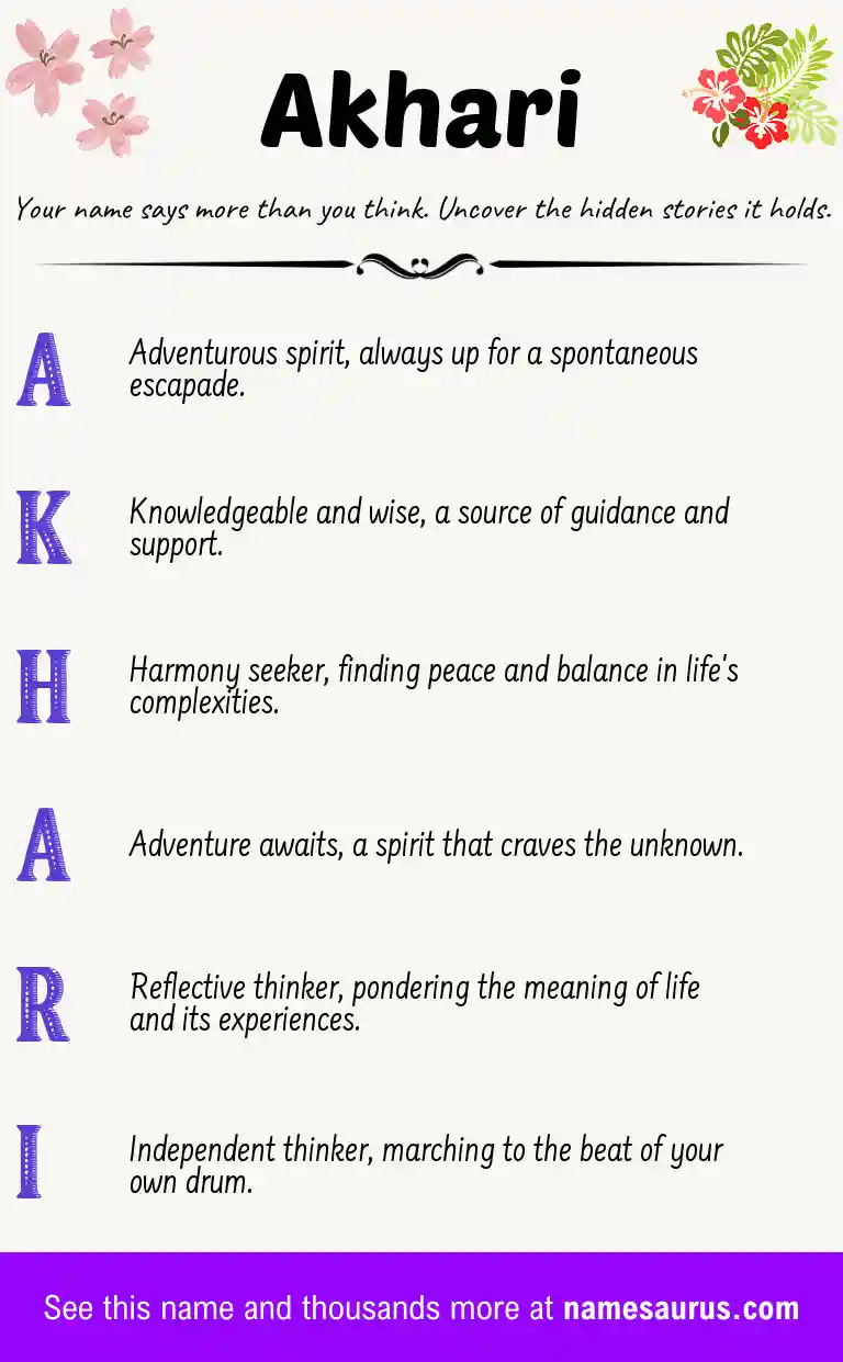 Acrostic poem about Akhari.
