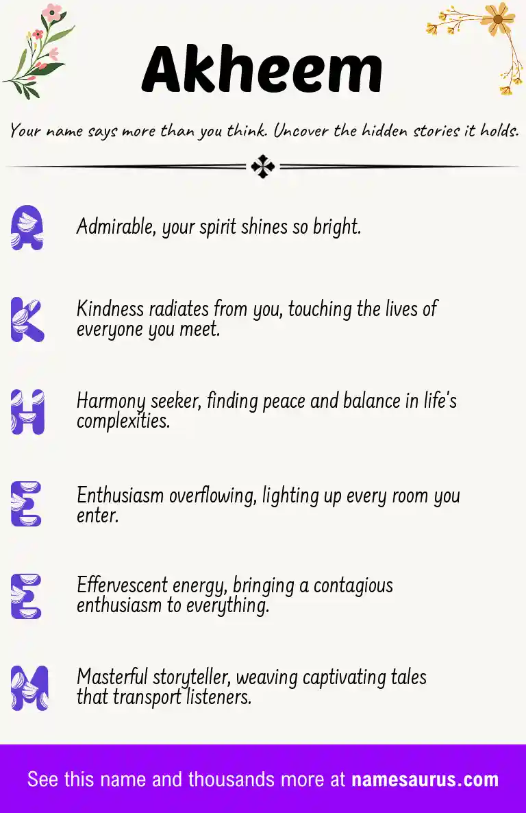 Acrostic poem about Akheem.