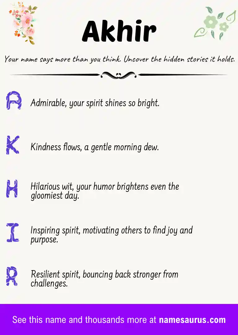 Acrostic poem about Akhir.