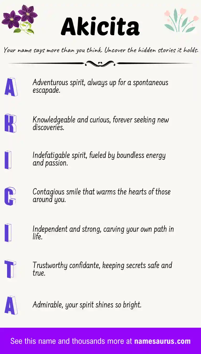 Acrostic poem about Akicita.