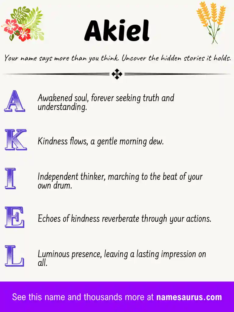 Acrostic poem about Akiel.