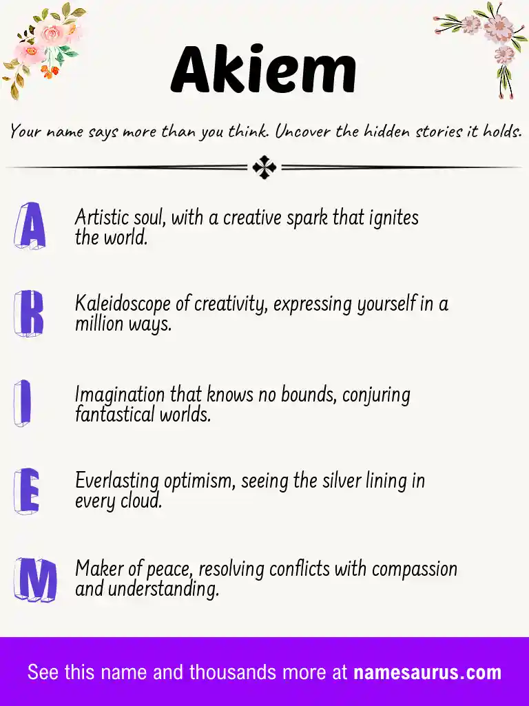 Acrostic poem about Akiem.