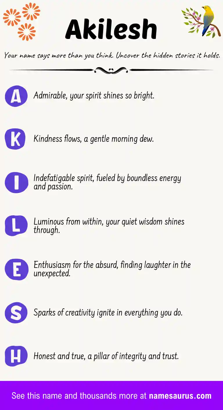 Acrostic poem about Akilesh.