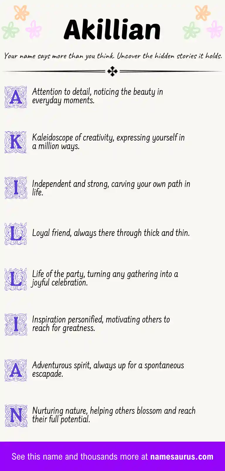 Acrostic poem about Akillian.
