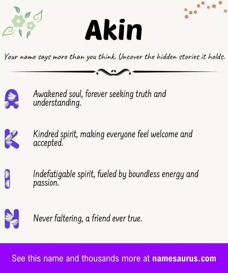 Acrostic poem about Akin.