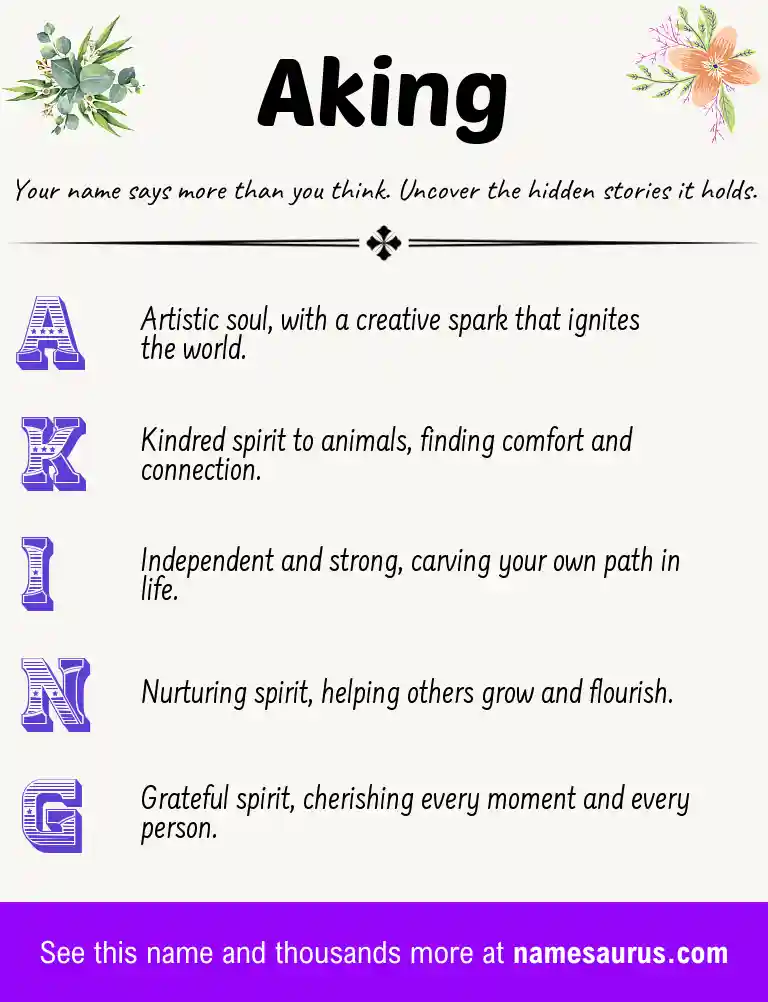 Acrostic poem about Aking.