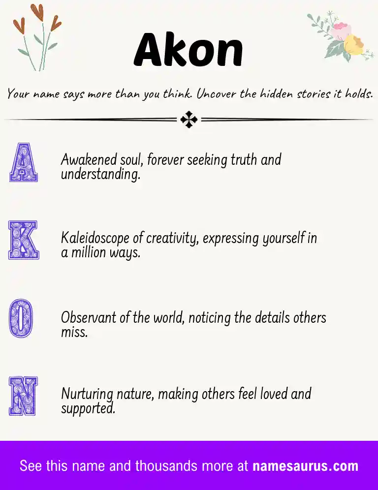 Acrostic poem about Akon.