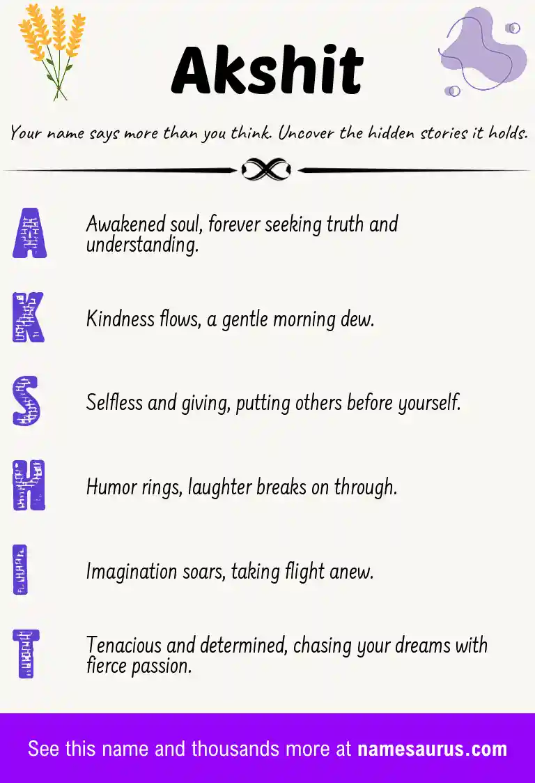 Acrostic poem about Akshit.