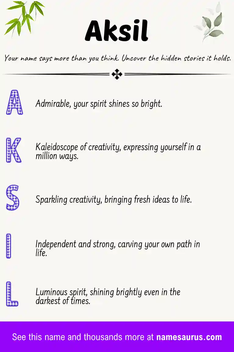 Acrostic poem about Aksil.