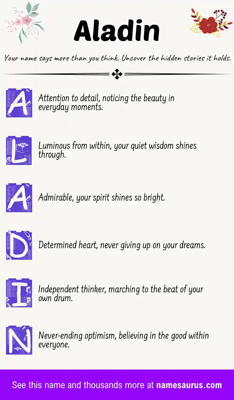 Acrostic poem about Aladin.