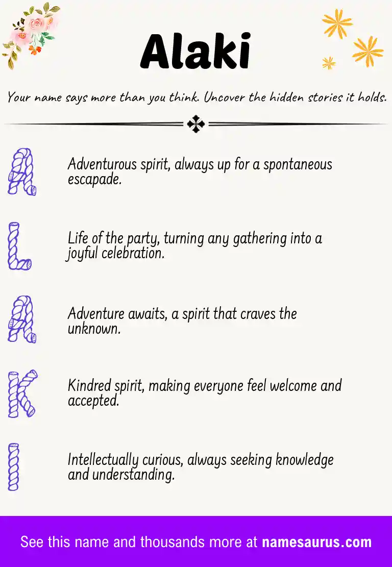 Acrostic poem about Alaki.