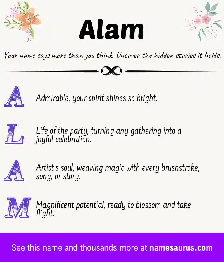 Acrostic poem about Alam.