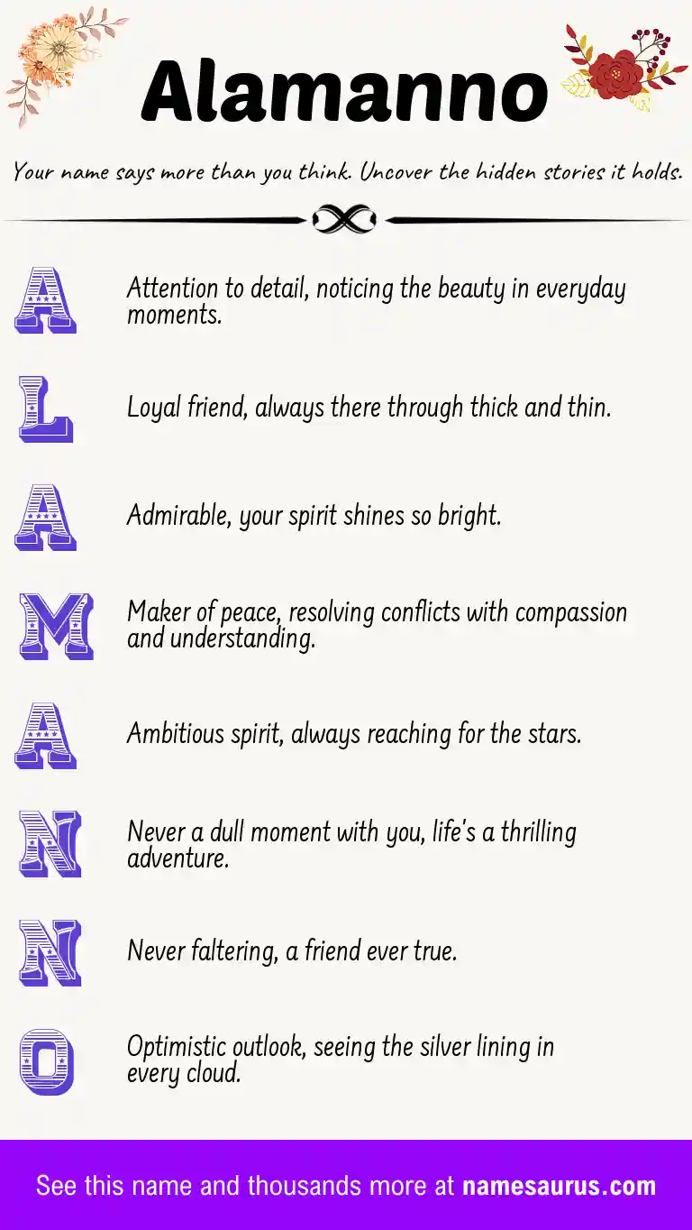 Acrostic poem about Alamanno.