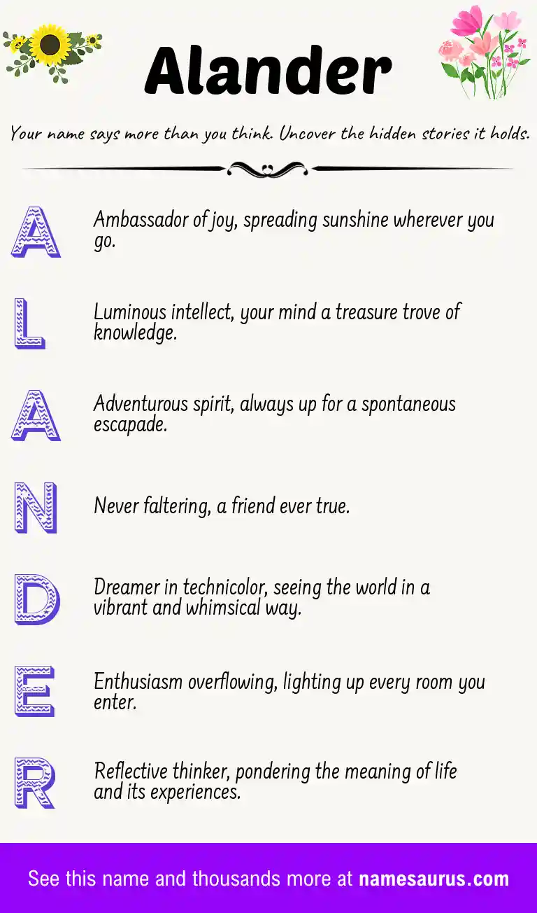 Acrostic poem about Alander.