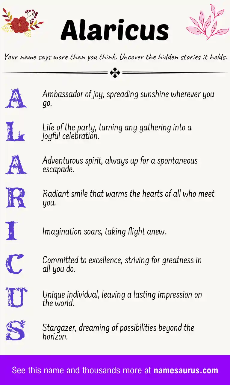 Acrostic poem about Alaricus.