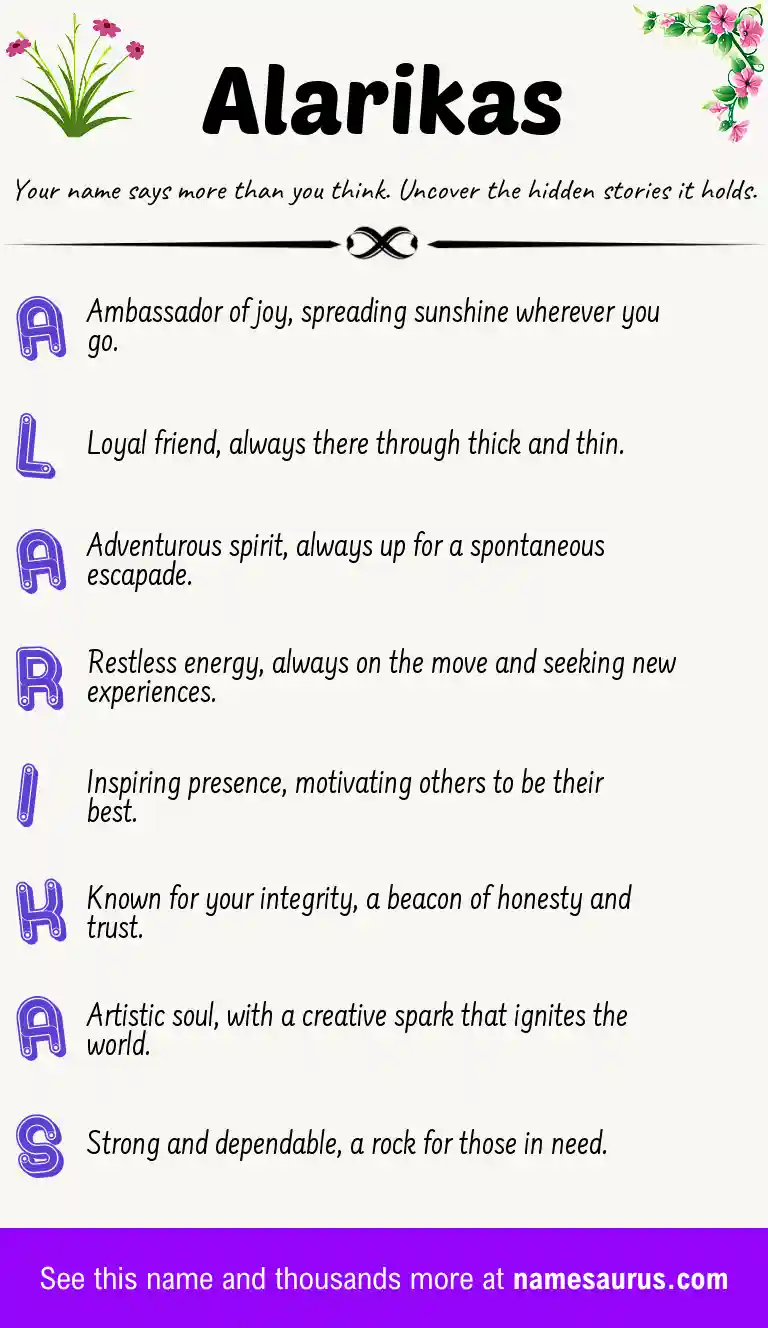 Acrostic poem about Alarikas.