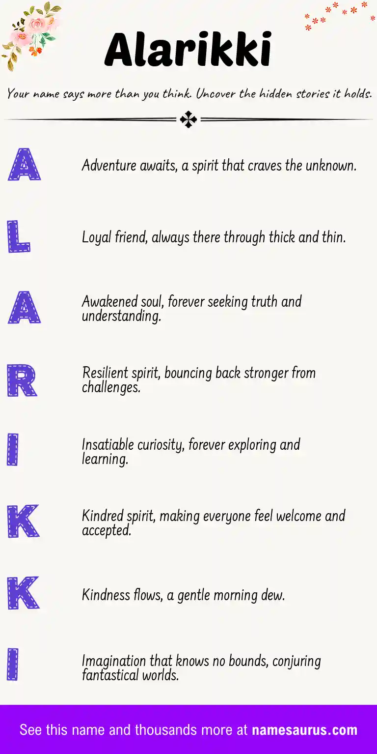 Acrostic poem about Alarikki.