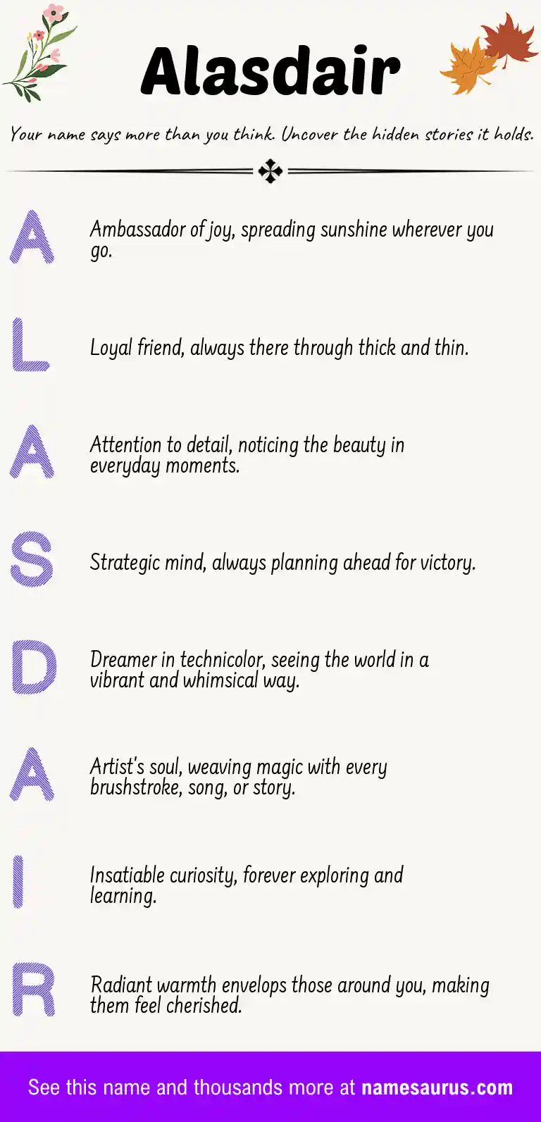 Acrostic poem about Alasdair.